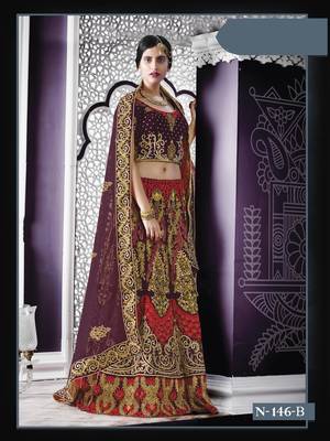 Purple And Gold Velvet Heavy Work Lehenga Choli 1
