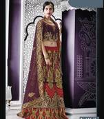 Purple And Gold Velvet Heavy Work Lehenga Choli