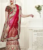 Cream And White Embroidered Velvet Bridal Wear Lehenga Choli