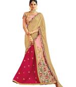 Raw Silk Pink Embroidered Lehenga Choli