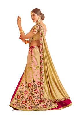 Raw Silk Pink Embroidered Lehenga Choli 2
