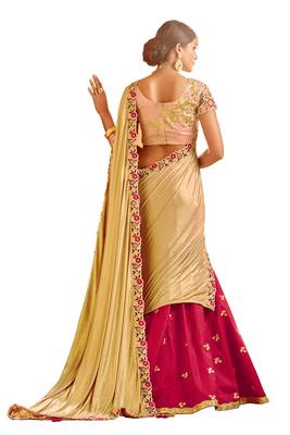 Raw Silk Pink Embroidered Lehenga Choli 3