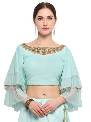 Light Blue Tusser Silk Lehenga 4