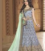 Charming Grey Silk Embroidered Lehenga Choli
