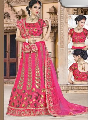 Pink Silk Wedding Wear Lehenga Choli 1