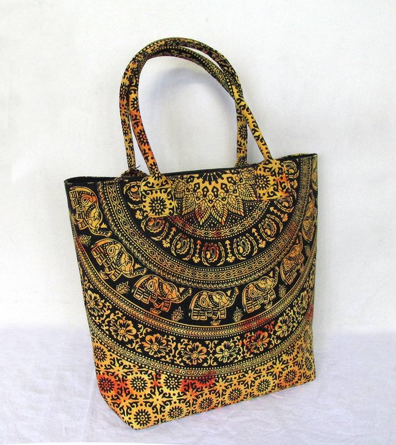 Indian Multi Floral Tie Dye Elephant Mandala Handbag Women Shoulder Shopping Hippie Bag