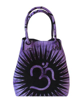 New Indian Purple Om Printed Tie Dye Mandala Women's Shoping Shoulder Handbag Throw 2
