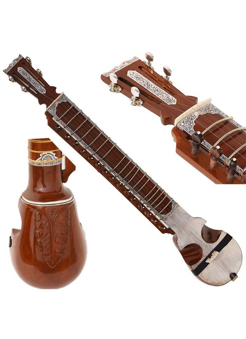 Esraj With Bow- 4 Main String, 15 Sympathetic String, Tun Wood, Sweet Sound, Natural Wood Colour, Extra String & Rosin