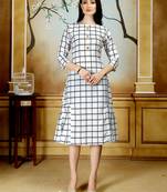 White printed cotton poly kurti