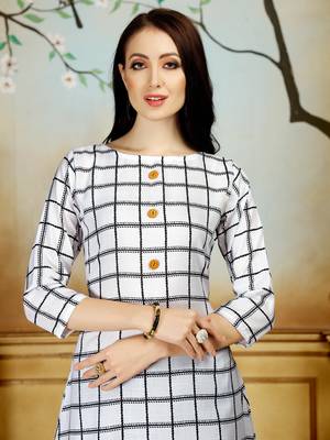 White printed cotton poly kurti 3