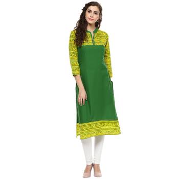 Green Printed Cotton Kurtis 2