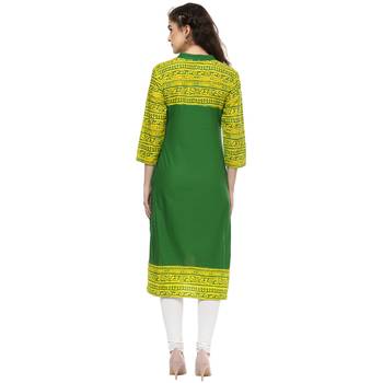 Green Printed Cotton Kurtis 3