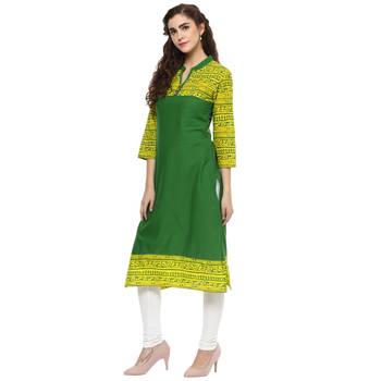 Green Printed Cotton Kurtis 4