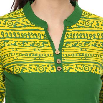 Green Printed Cotton Kurtis 5