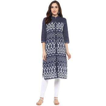 Blue Printed Cotton Kurtis 1