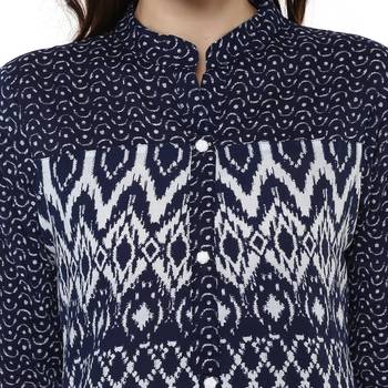 Blue Printed Cotton Kurtis 4