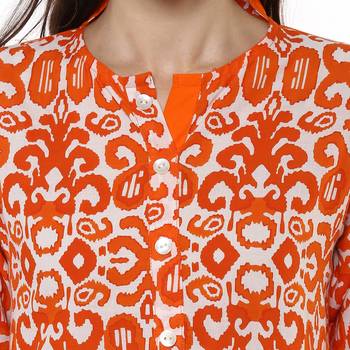 Orange Printed Cotton Kurtis 3