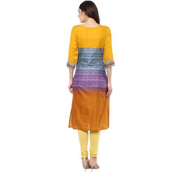 Mustard Printed Cotton Kurtis 2