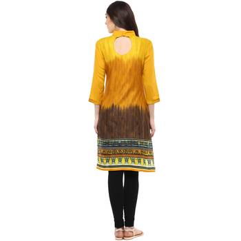 Mustard Printed Cotton Kurtis 2