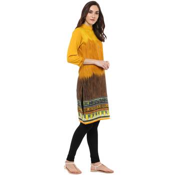 Mustard Printed Cotton Kurtis 4