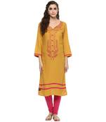 Mustard Printed Rayon Kurti