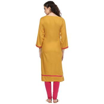 Mustard Printed Rayon Kurti 2