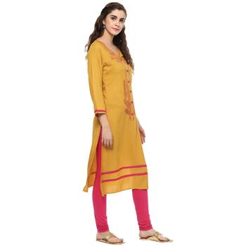 Mustard Printed Rayon Kurti 4
