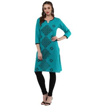 Green Printed Cotton Kurtis 2