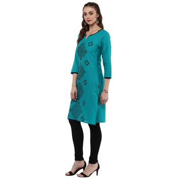 Green Printed Cotton Kurtis 3