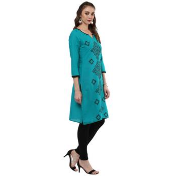Green Printed Cotton Kurtis 4