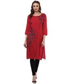 Red Printed Rayon Kurti