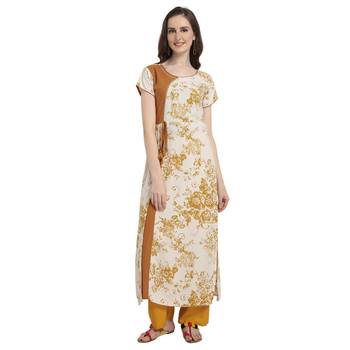Mustard Printed Rayon Kurti 1