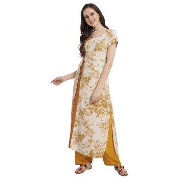 Mustard Printed Rayon Kurti 2