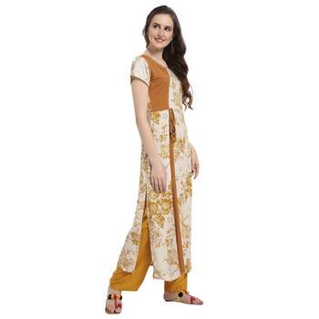 Mustard Printed Rayon Kurti 3