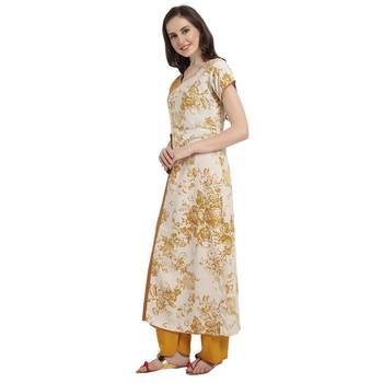 Mustard Printed Rayon Kurti 4