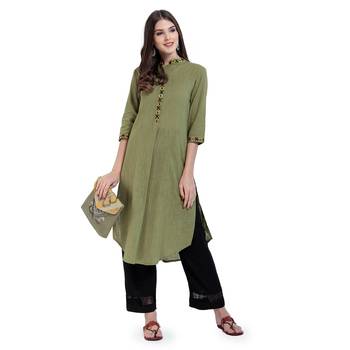 Green Embroidered Cotton Embroidered Kurtis 2