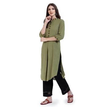 Green Embroidered Cotton Embroidered Kurtis 3