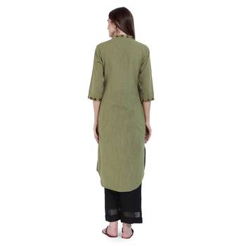 Green Embroidered Cotton Embroidered Kurtis 4