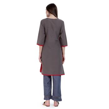 Red Embroidered Cotton Embroidered Kurtis 4