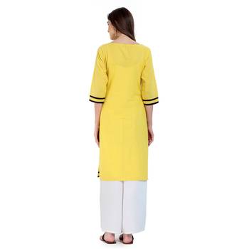 Yellow Embroidered Cotton Embroidered Kurtis 5