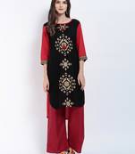 Red Printed Rayon Cotton Kurtis