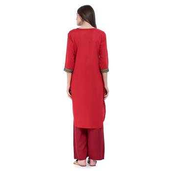 Red Printed Rayon Cotton Kurtis 5