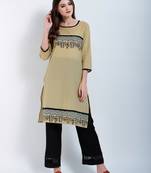 Cream Printed Cotton Kurtis