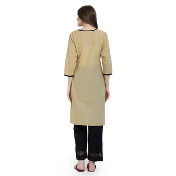 Cream Printed Cotton Kurtis 4