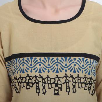 Cream Printed Cotton Kurtis 5
