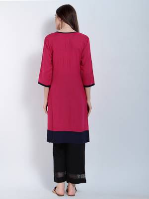 Pink Embroidered Cotton Embroidered Kurtis 4