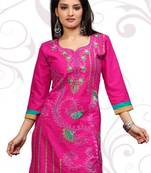 Pink printed cotton short kurtis