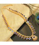 Beautiful Gold Plated Blue Palakka Designer Short Haar Dj21865
