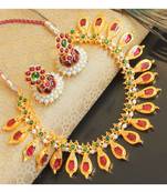 Beautiful Red Green Palakka Designer Necklace Set