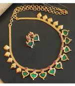 Beautiful Pink Green Palakka Designer Necklace Set Dj21427